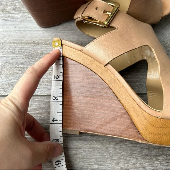 Michael Kors  Beige Leather Wedge Sandals - Picture 14 of 15